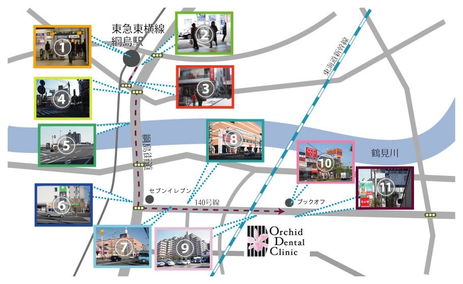 オーキッド歯科クリニック綱島医院までの道のり